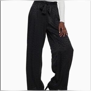 Women's Nine West black satin wide leg pants